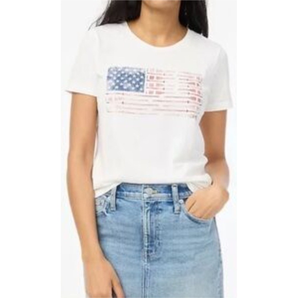 J.Crew‎ Collector Tee XXS White American Flag Oars Graphic T-Shirt Top NWT $45